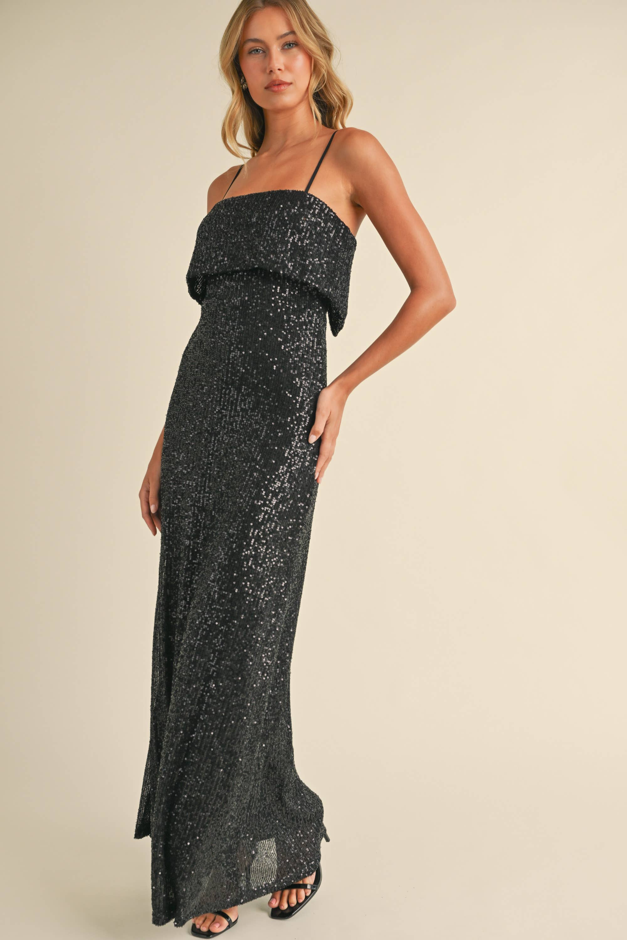 SEQUIN TUBE MAXI DRESS