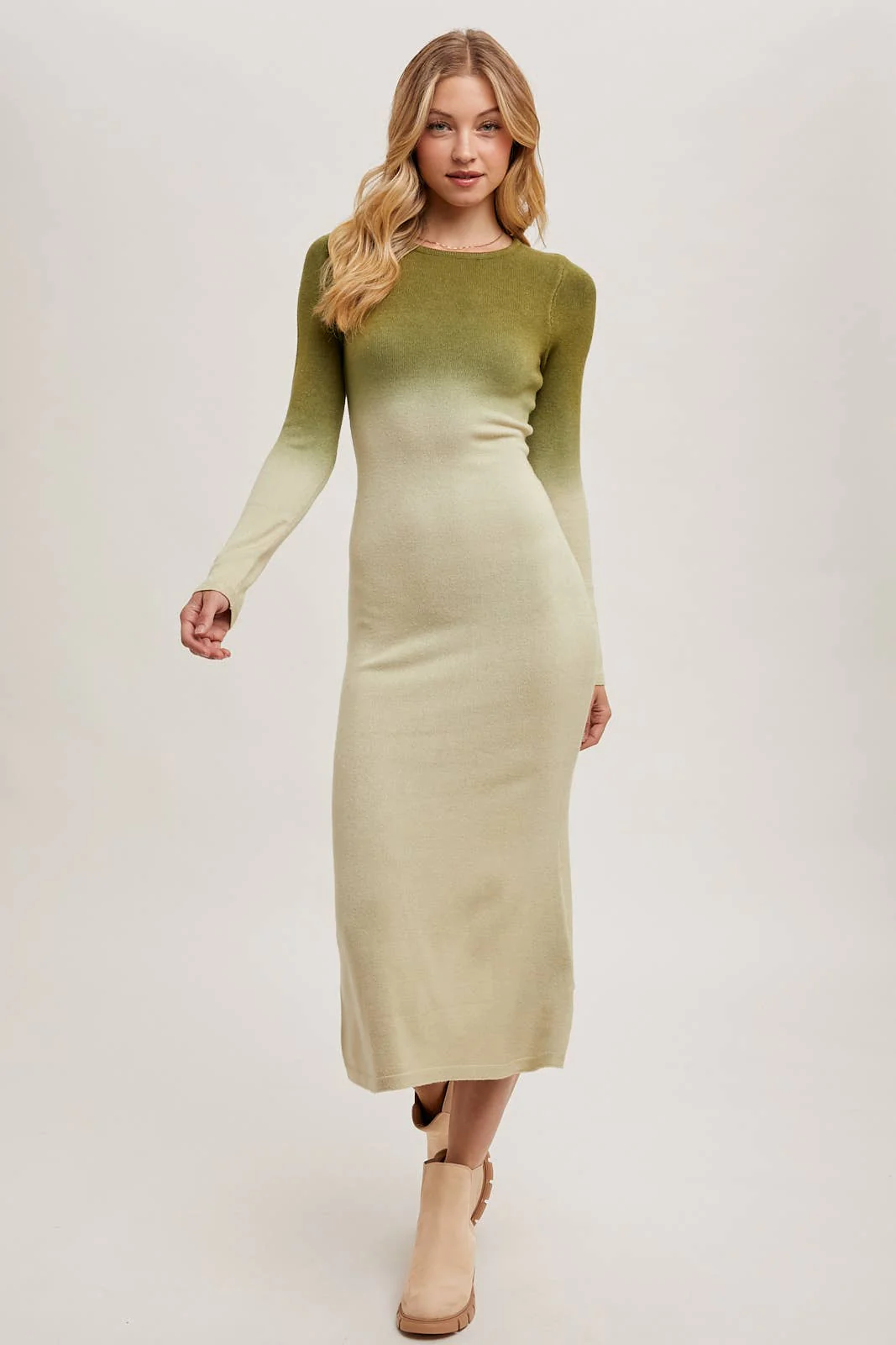 OMBRE BODYCON KNIT MIDI DRESS