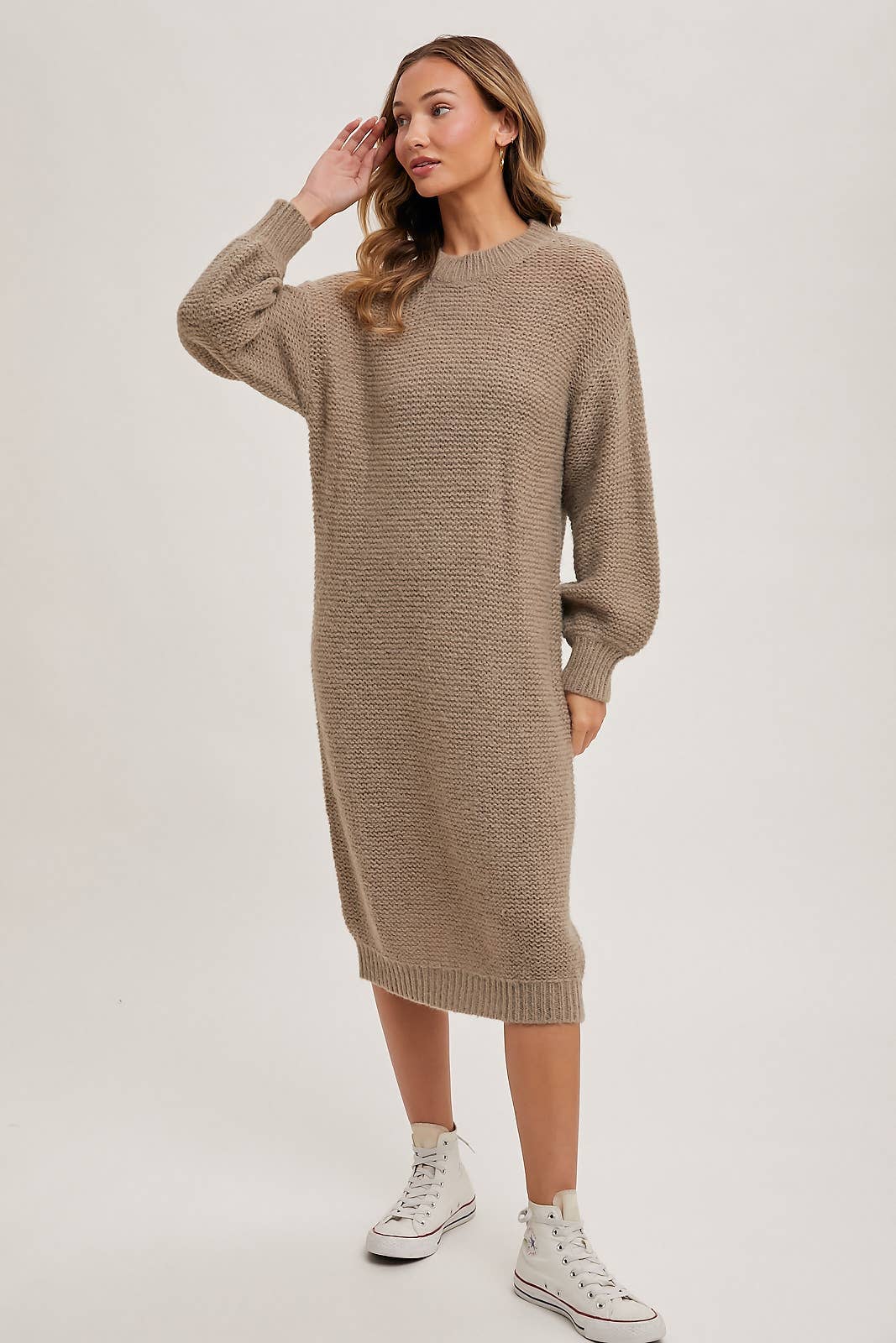 OVERSIZED LIGHTWEIGHT KNIT SWEATER MIDI DRESS
