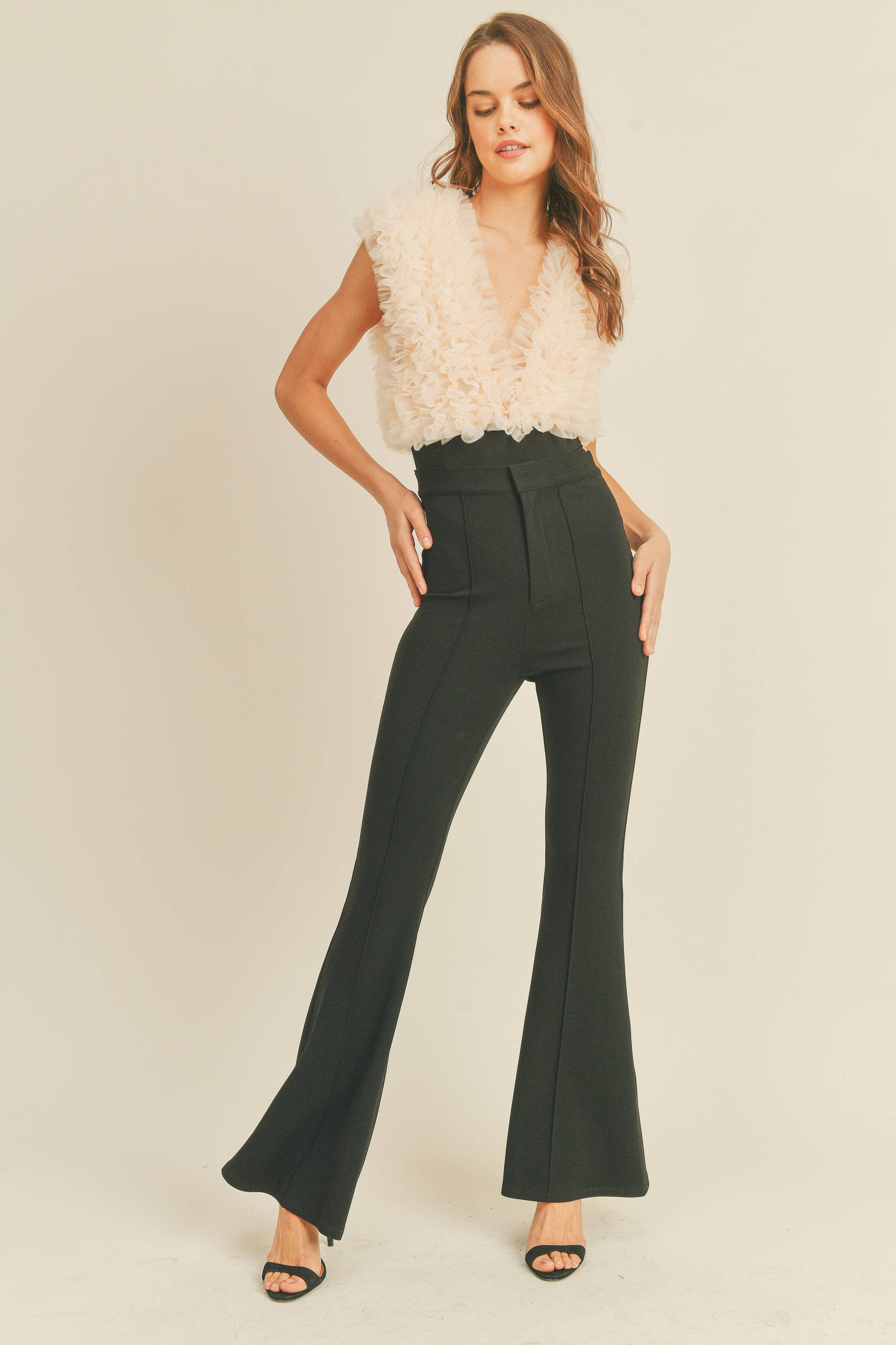 IP1186 HIGH WAISTED FLARED DRESS PANTS