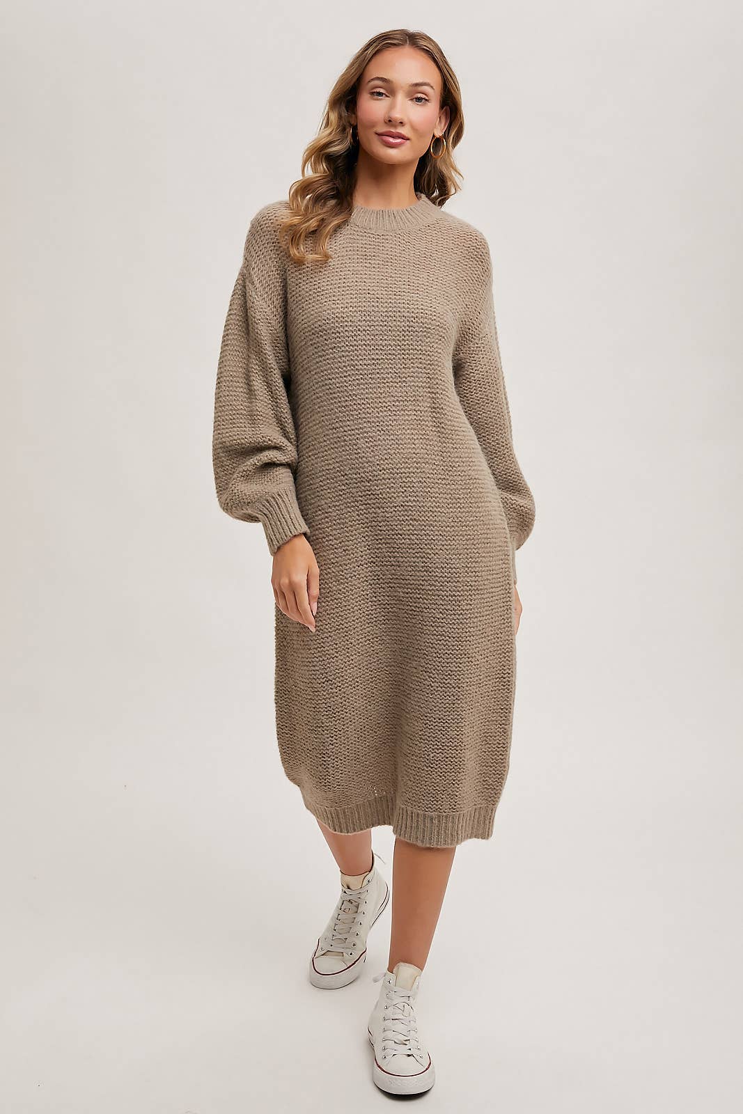 OVERSIZED LIGHTWEIGHT KNIT SWEATER MIDI DRESS