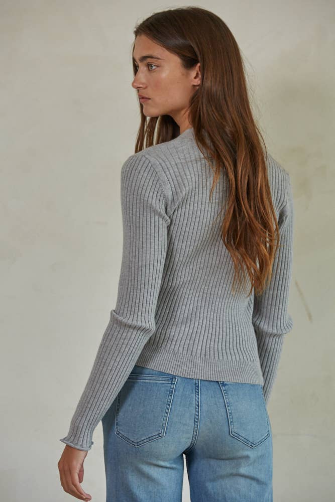 Knit Sweater Ribbed V-Neck Button Down Cardigan