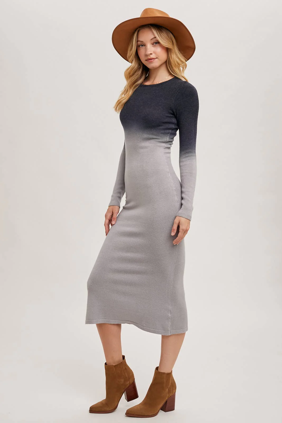 OMBRE BODYCON KNIT MIDI DRESS