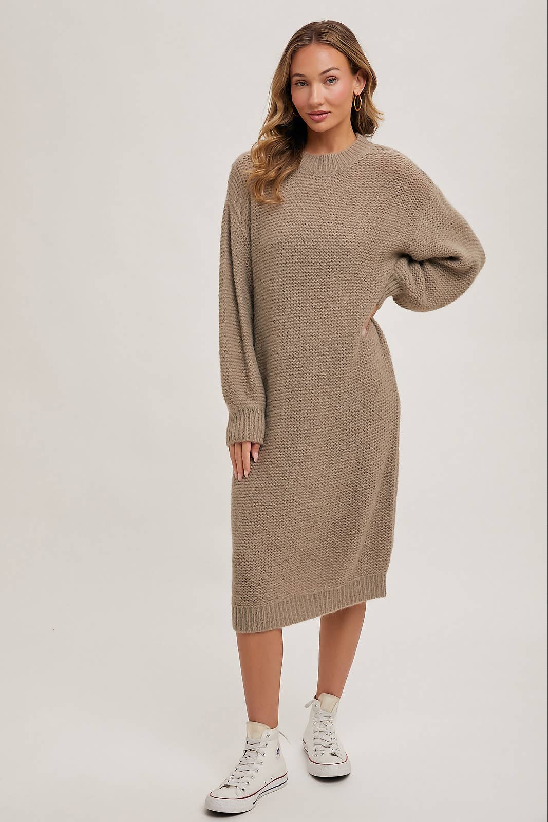 OVERSIZED LIGHTWEIGHT KNIT SWEATER MIDI DRESS