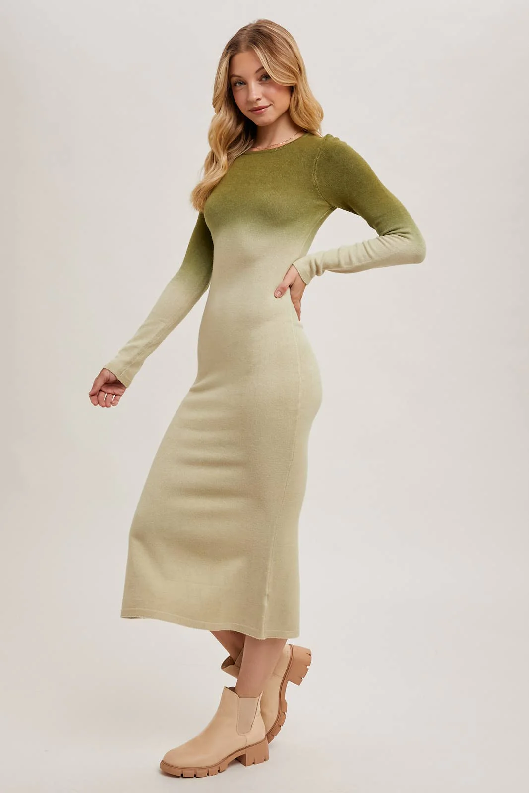 OMBRE BODYCON KNIT MIDI DRESS