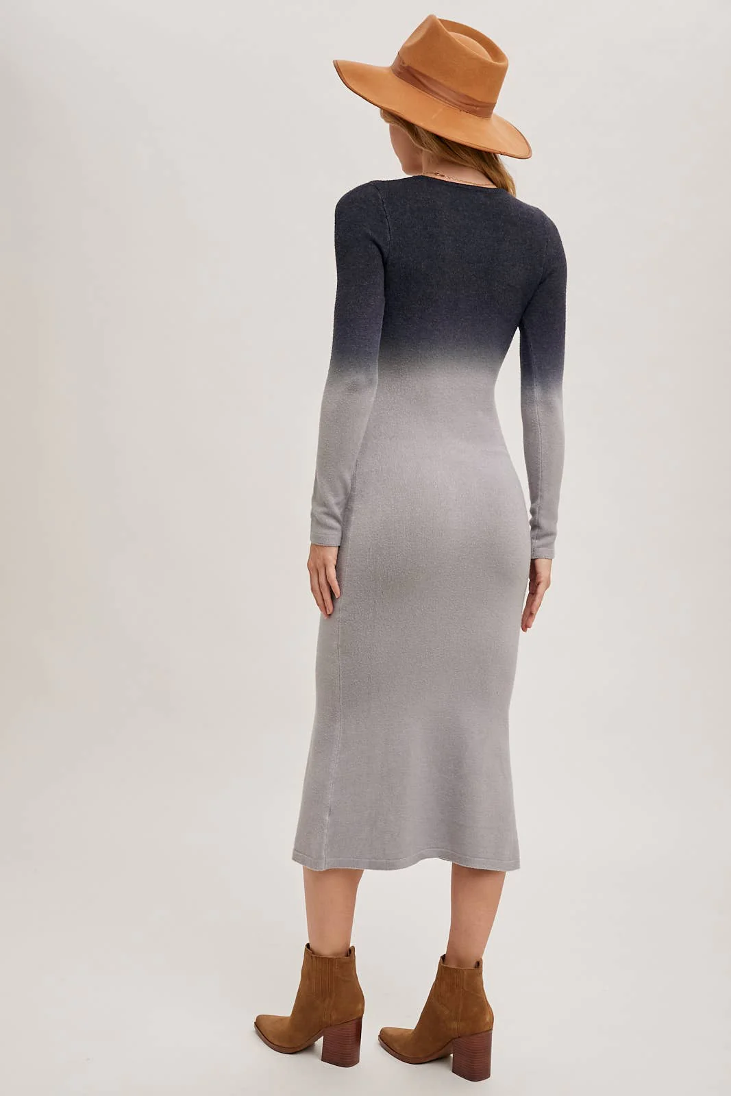 OMBRE BODYCON KNIT MIDI DRESS