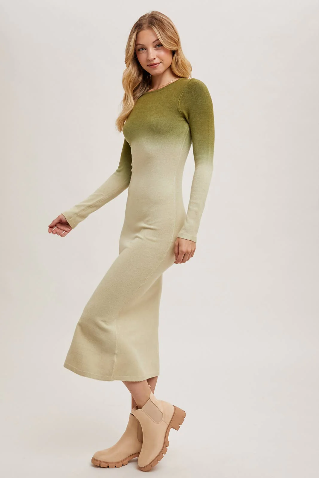 OMBRE BODYCON KNIT MIDI DRESS