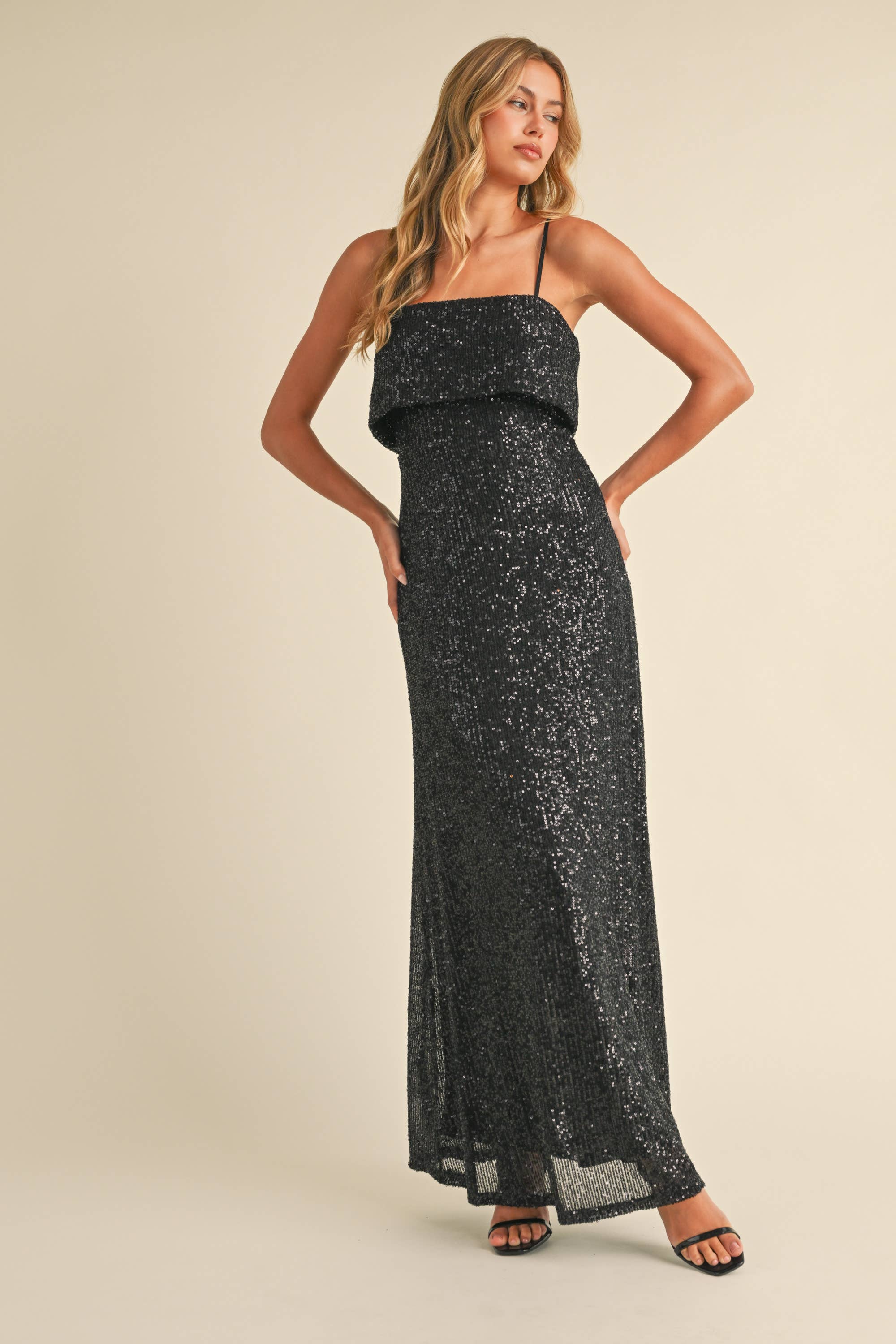 SEQUIN TUBE MAXI DRESS