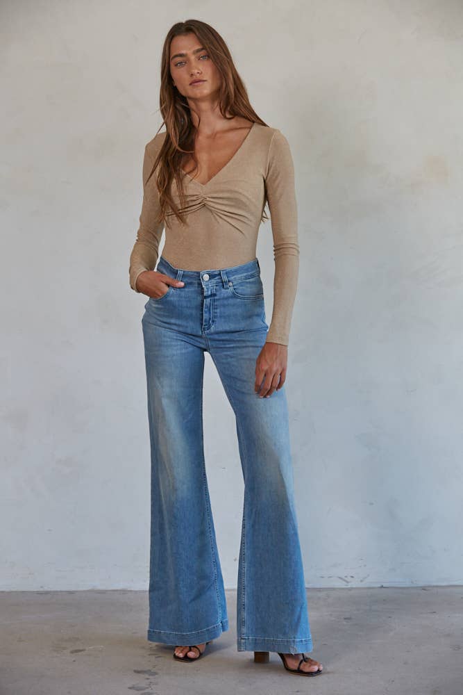 Knit Lurex Front Twist Bodysuit