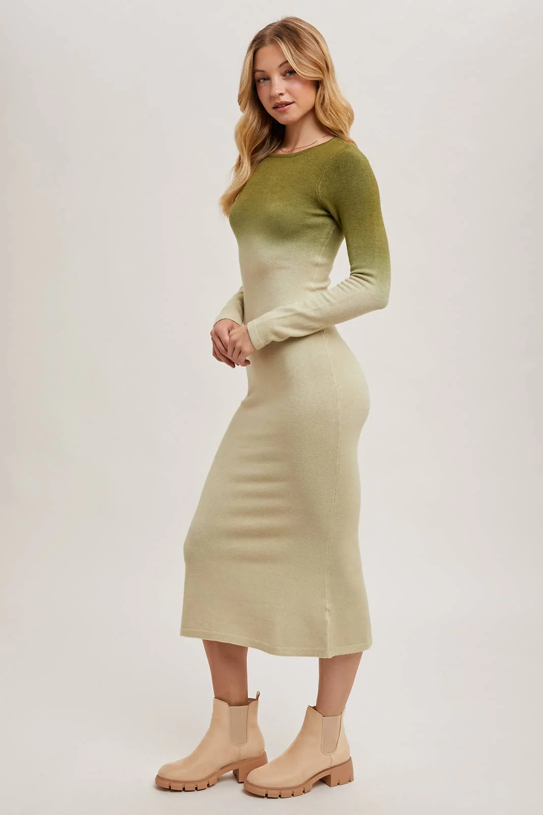 OMBRE BODYCON KNIT MIDI DRESS