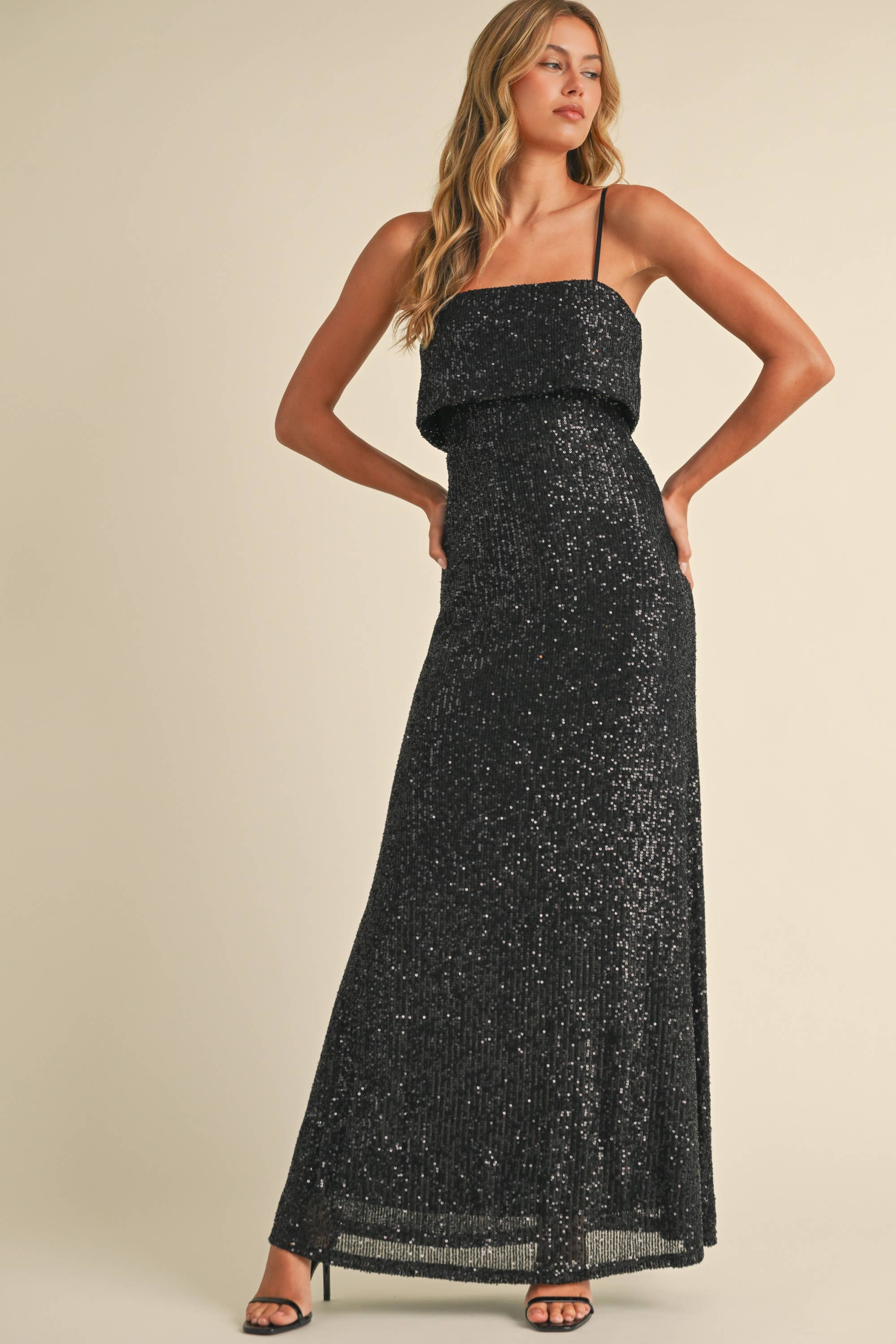SEQUIN TUBE MAXI DRESS