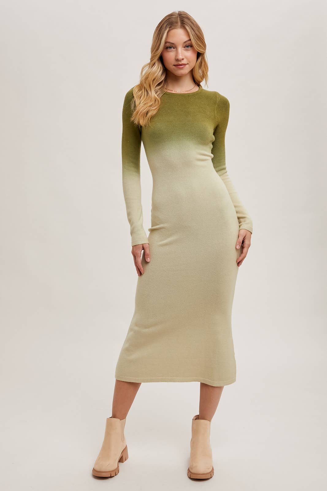 OMBRE BODYCON KNIT MIDI DRESS