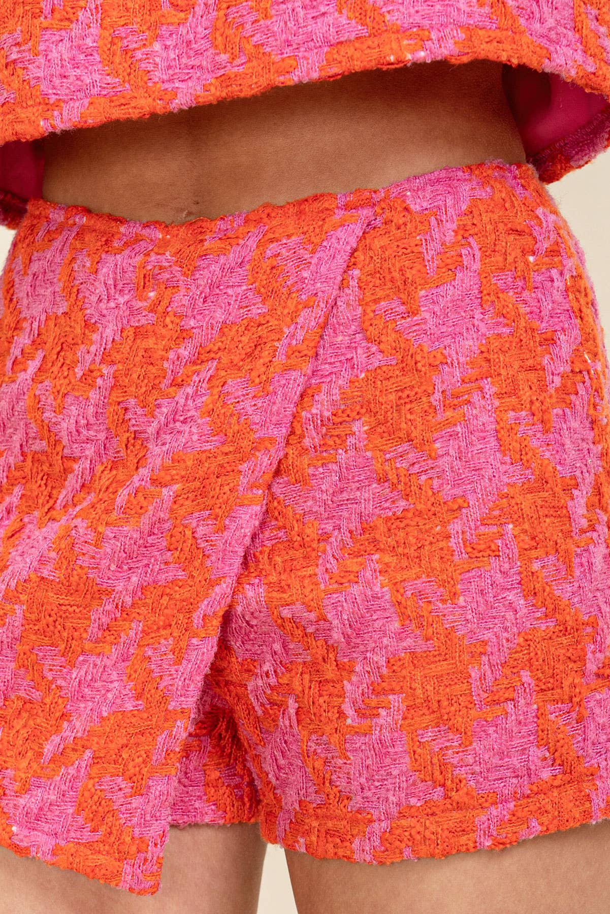 Houndstooth Tweed Wrap Skort