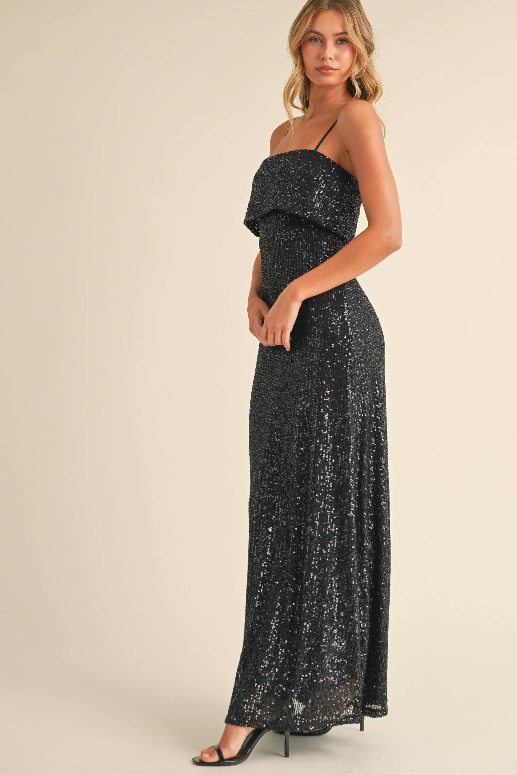 SEQUIN TUBE MAXI DRESS