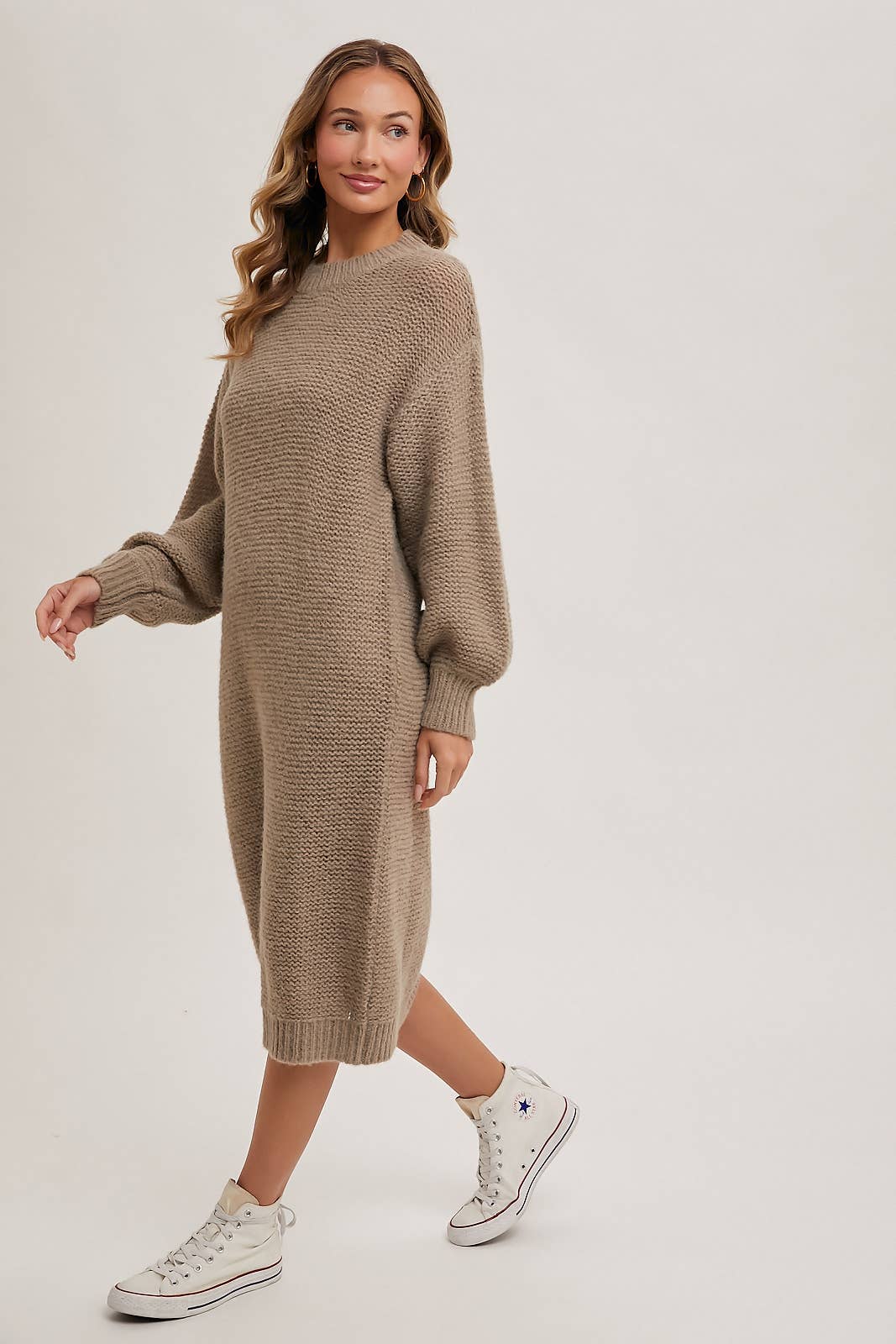 OVERSIZED LIGHTWEIGHT KNIT SWEATER MIDI DRESS