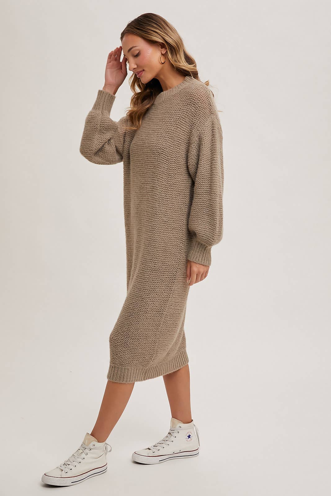 OVERSIZED LIGHTWEIGHT KNIT SWEATER MIDI DRESS