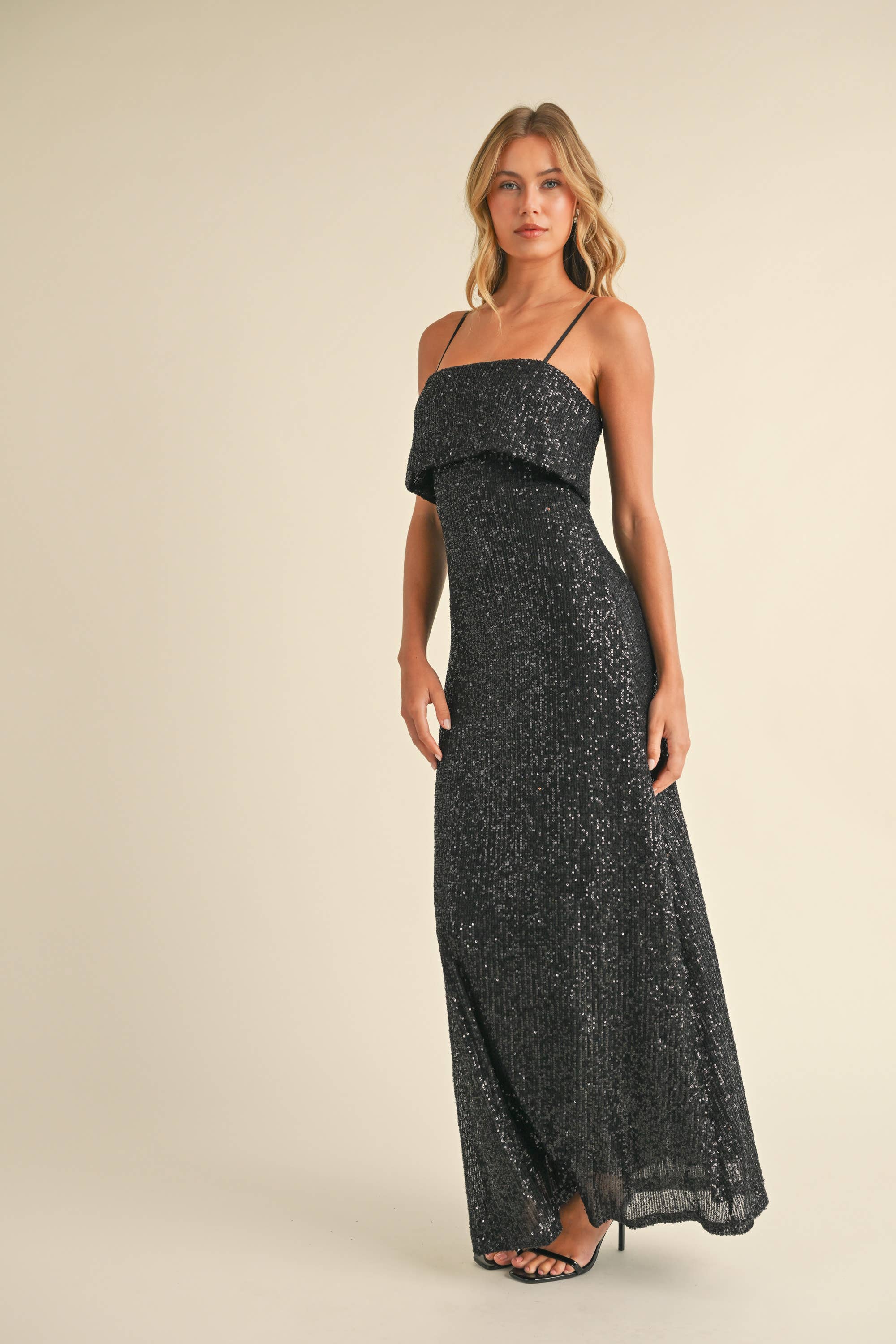 SEQUIN TUBE MAXI DRESS