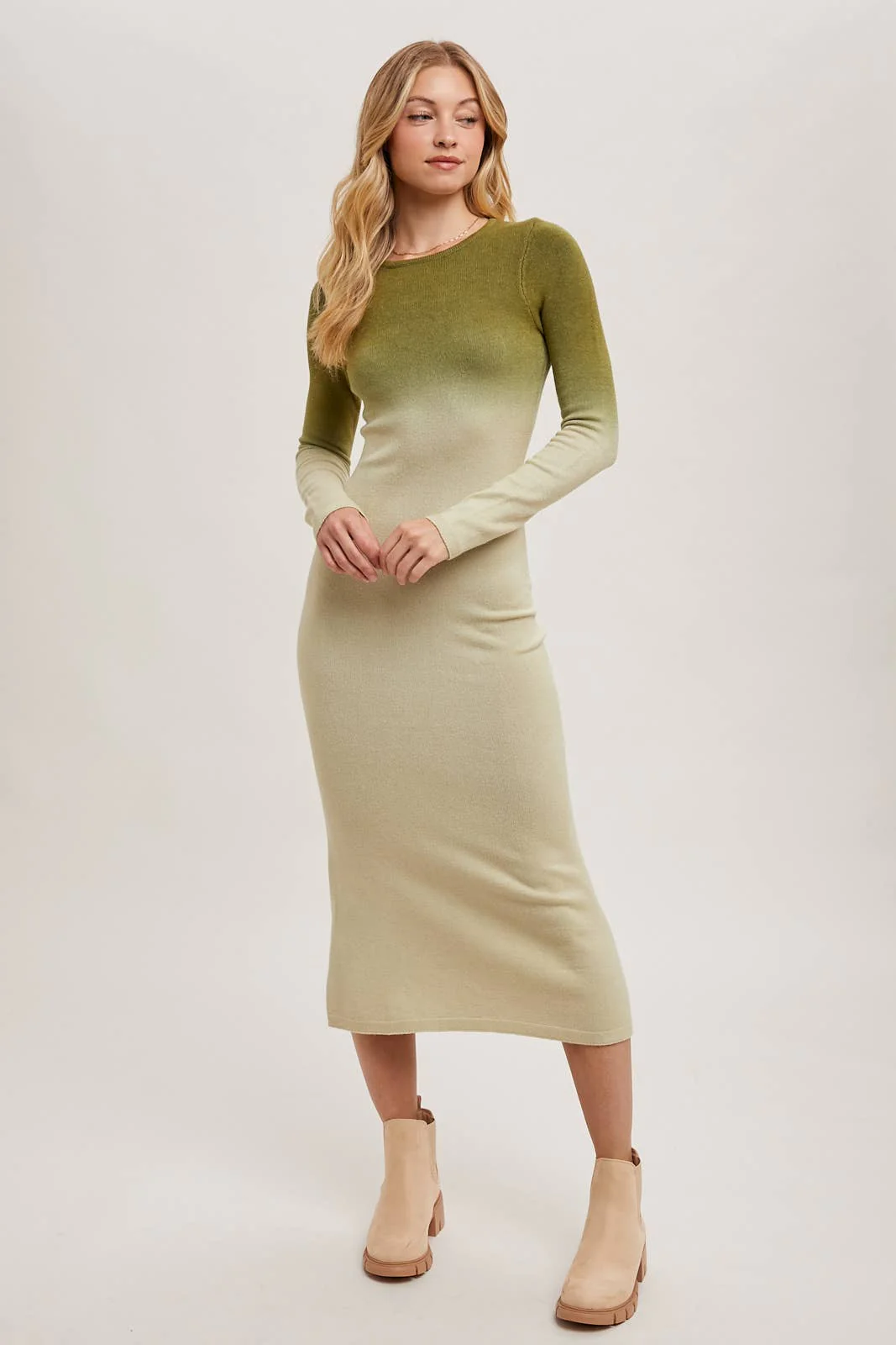 OMBRE BODYCON KNIT MIDI DRESS