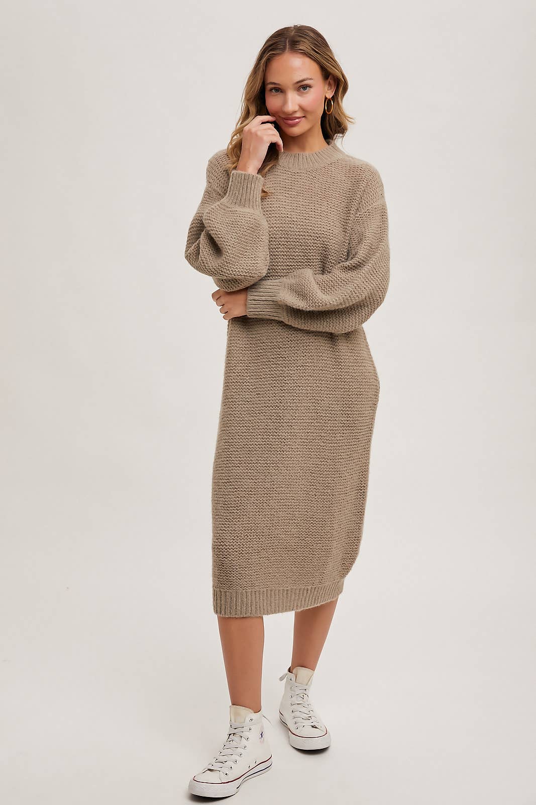 OVERSIZED LIGHTWEIGHT KNIT SWEATER MIDI DRESS